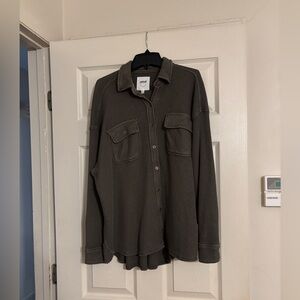 Aerie green waffle knit shacket new